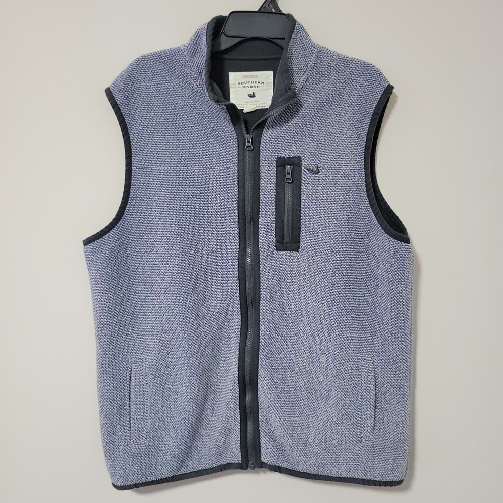 Southern Marsh Highland Alpaca Vest Mens L Blue Chunky Knit Full Zip Outdoors